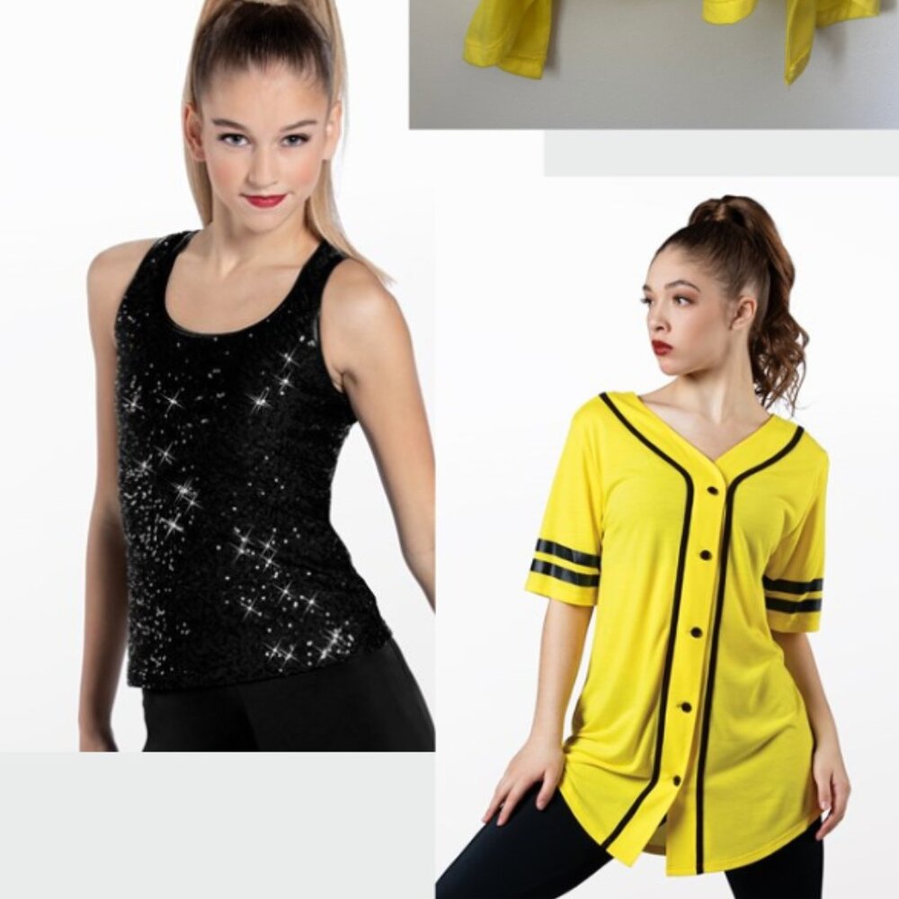 Sequin tank and oversized baseball jersey, 2pcs